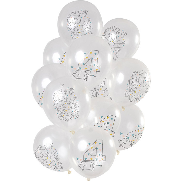 Ballonnen Origami Party 4 jaar, 12inch/30cm per 12st