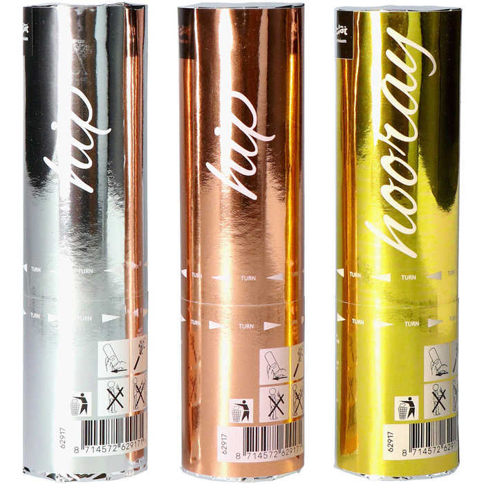 Party Popper set Hip Hooray Shimmer 15cm per 3st