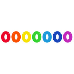Vlaggenlijn Nummer 0 regenboogkleuren, 6mtr