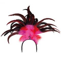 Diadeem met veren 'Rio', roze/rood
