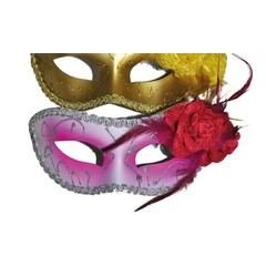 Masker met bloem kleur ROZE