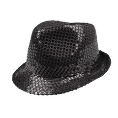 Hoed disco glitter pailletten zwart popstar