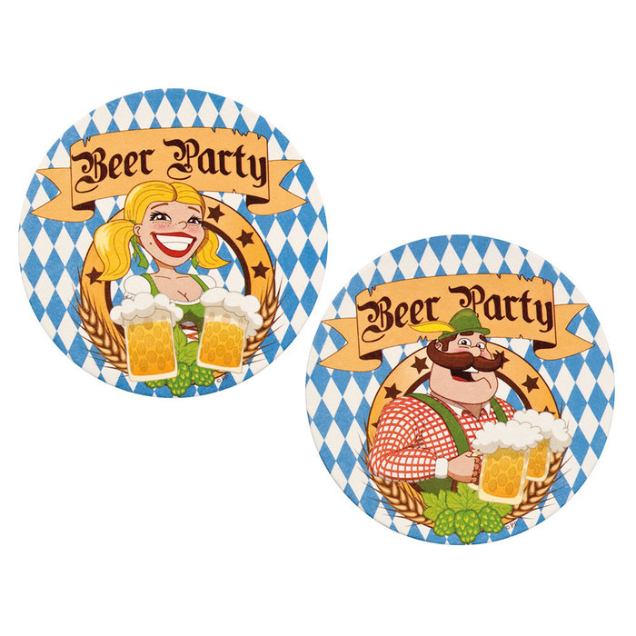 Bierviltjes 'Beer Party' dia. 10cm per 10st.