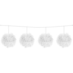 Pom-pom slinger wit 12cm x 3mtr