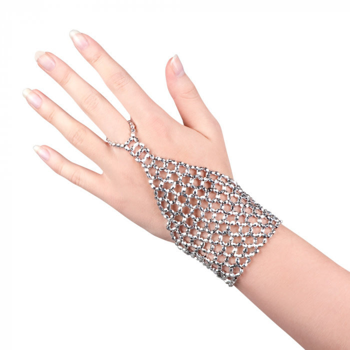 Handschoen Charleston/Flapper Fancy  zilver