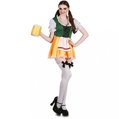 Dirndl bier dame groen-geel