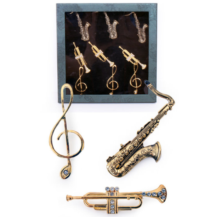 Broche 'Muziekinstrumenten' 3 ass, per st