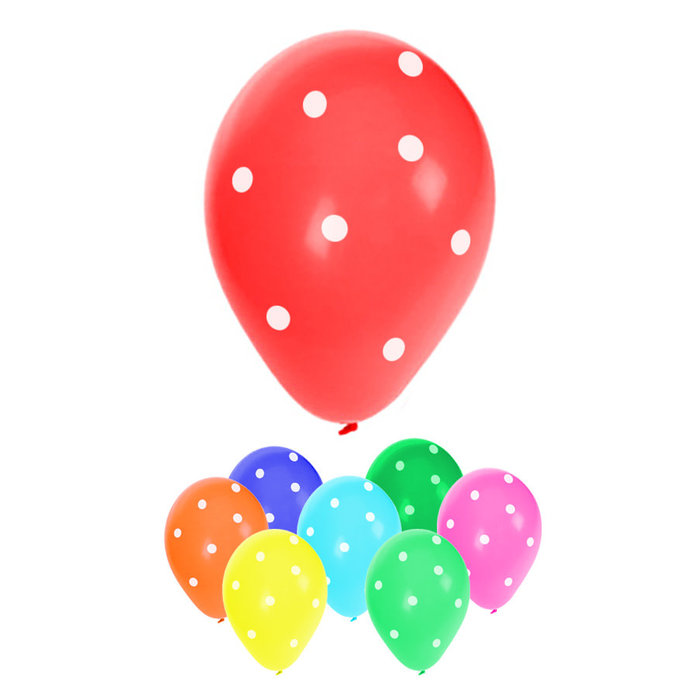 Ballonnen met stippen verkr. in ass kleuren, per 8st