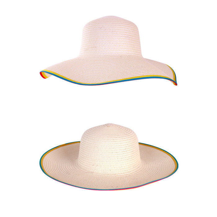 Strandhoed wit met gekleurde rand