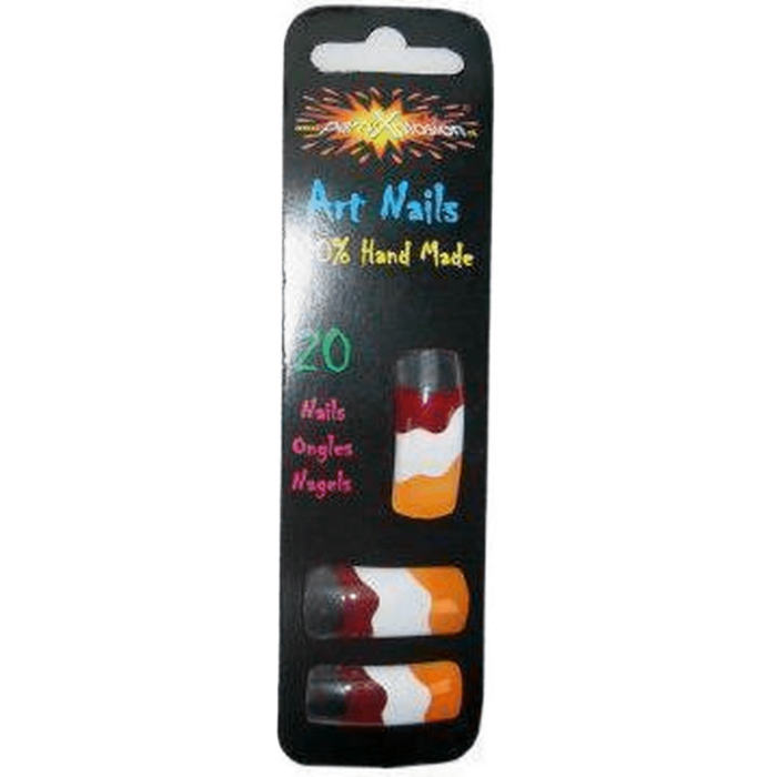 Tip nagels excl lijm strepen rd/or/wit