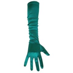 Handschoenen satijn groen 48cm