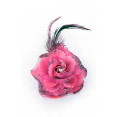 Bloem op speld/clip, hot pink