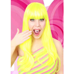 Pruik trendy valley lang fluogeel DOOS 155