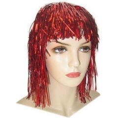 Pruik lurex rood DOOS 352