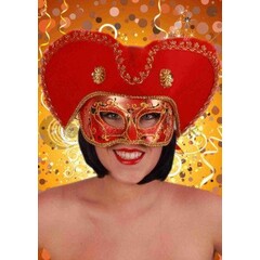 Oogmasker heren Venetië rood+hoed