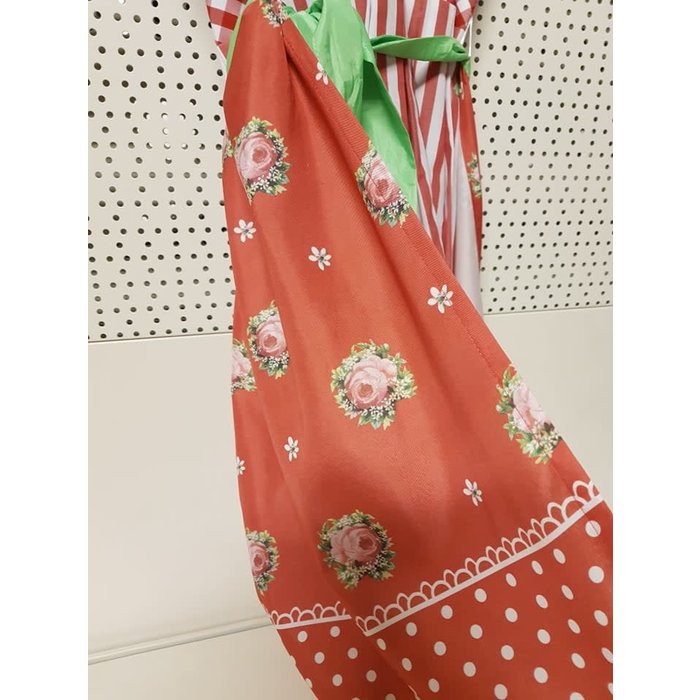 Dirndl Lalita rood/groen/wit met schort zonder bloes