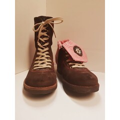 Schoen tiroler dames bruin rood/wit geruit