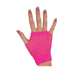 Vingerloze nethandschoen kort fluo roze