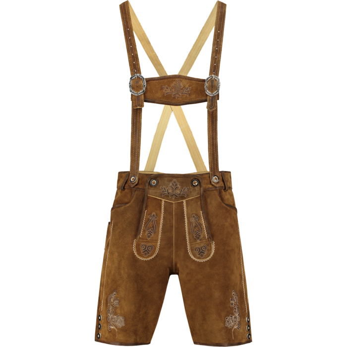 Haus Huberts Lederhose kort midden bruin/olijf antiek