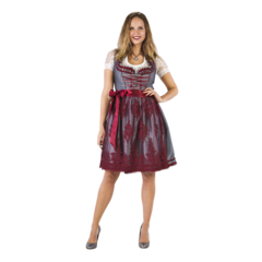Haus Huberts Dirndl luxe silver/wijnrood met schort