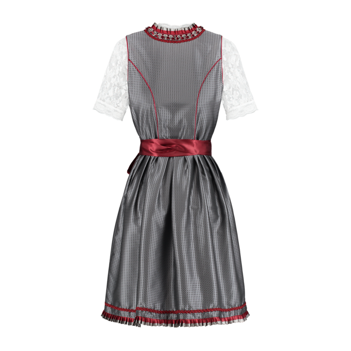 Haus Huberts Dirndl luxe silver/wijnrood met schort