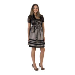 Haus Huberts Dirndl Luxe zwart/taupe met bloes en schort