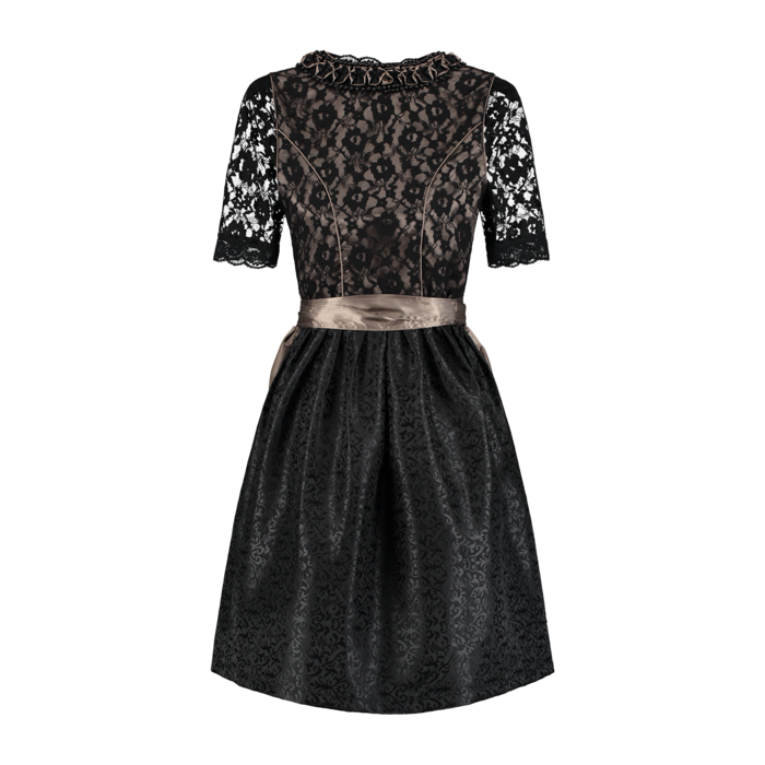 Haus Huberts Dirndl Luxe zwart/taupe met bloes en schort