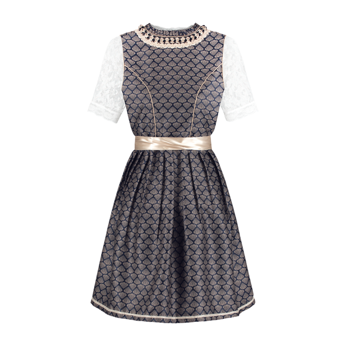 Haus Huberts Dirndl Luxe Blauw/creme met schort zonder bloes