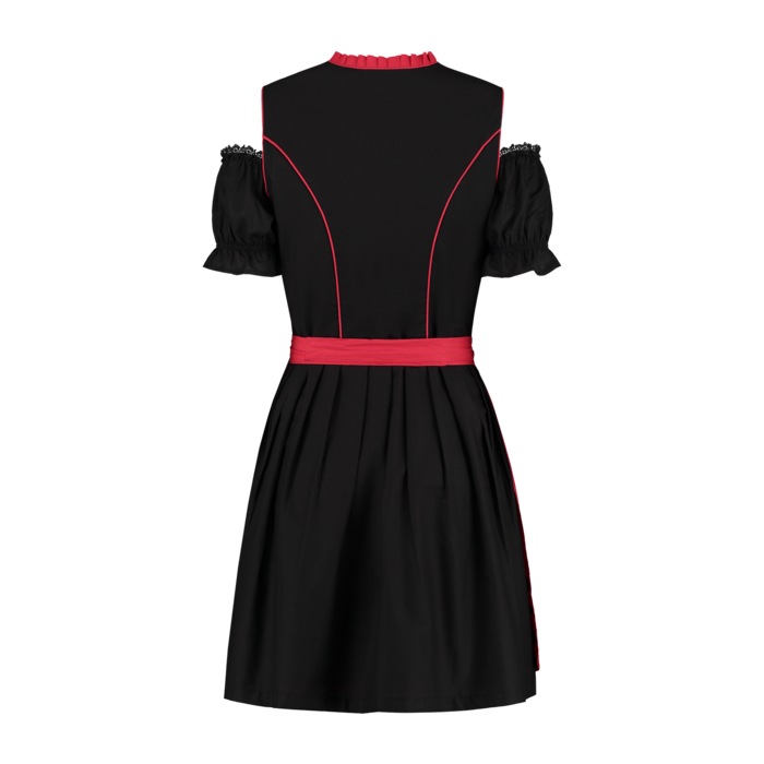 Haus Huberts Dirndl kort met schort en bloes zwart/rood