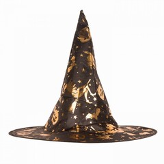 Heksenhoed zwart met gouden print