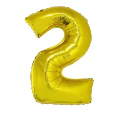 Cijfer ballon goud cijfer 2 102cm