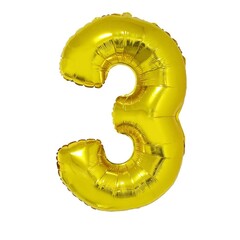 Cijfer ballon goud cijfer 3 102cm