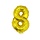 Cijfer ballon met stokje goud cijfer 8 41cm