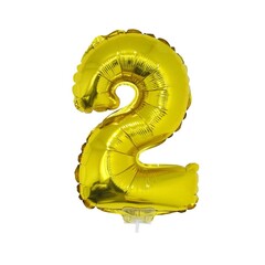 Cijfer ballon met stokje goud cijfer 2 41cm