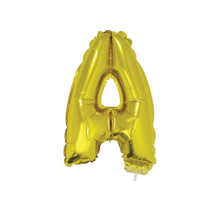 Letter ballon met stokje goud letter A 41cm
