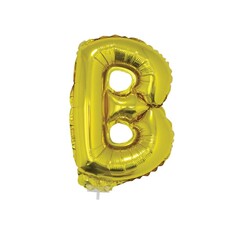 Letter ballon met stokje goud letter B 41cm
