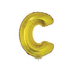 Letter ballon met stokje goud letter C 41cm