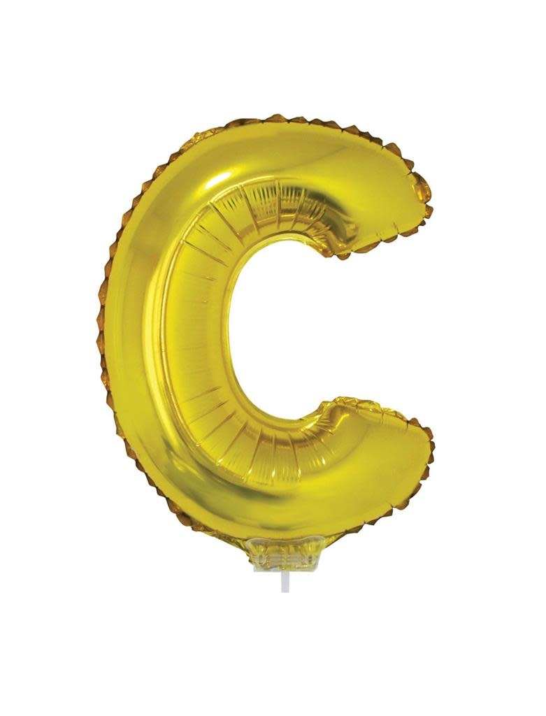 Letter ballon met stokje goud letter C 41cm