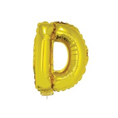 Letter ballon met stokje goud letter D 41cm