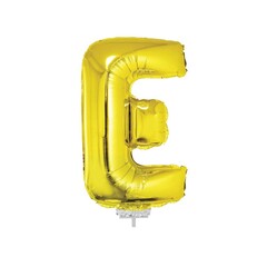 Letter ballon met stokje goud letter E 41cm