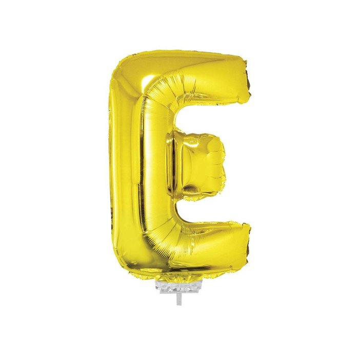 Letter ballon met stokje goud letter E 41cm
