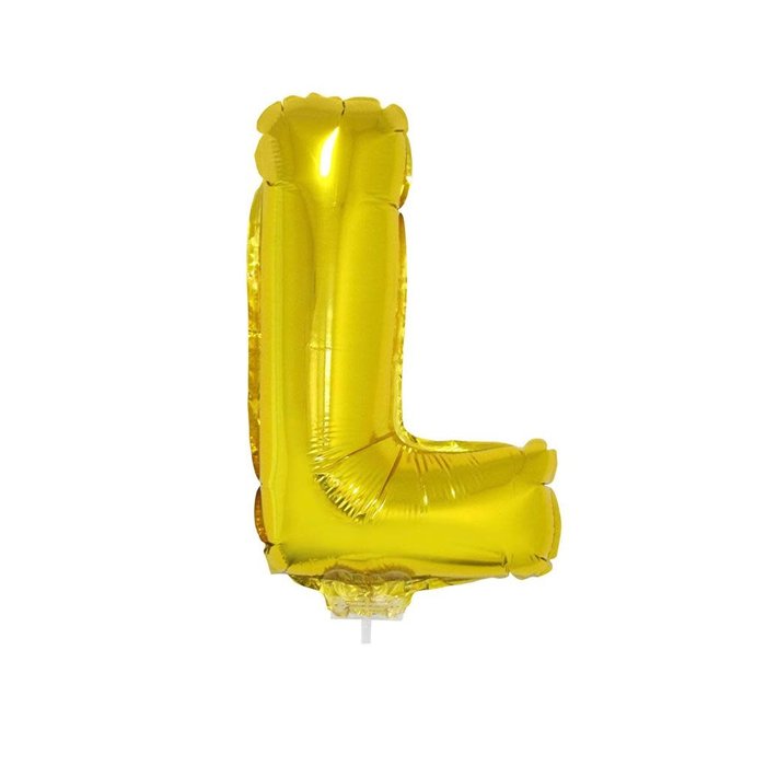 Letter ballon met stokje goud letter L 41cm