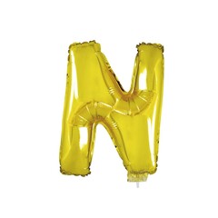Letter ballon met stokje goud letter N 41cm