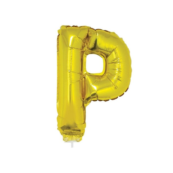 Letter ballon met stokje goud letter P 41cm