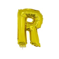 Letter ballon met stokje goud letter R 41cm