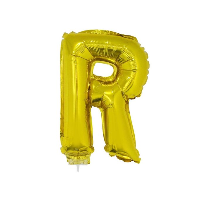 Letter ballon met stokje goud letter R 41cm