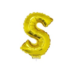 Letter ballon met stokje goud letter S 41cm