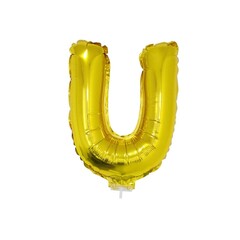 Letter ballon met stokje goud letter U 41cm