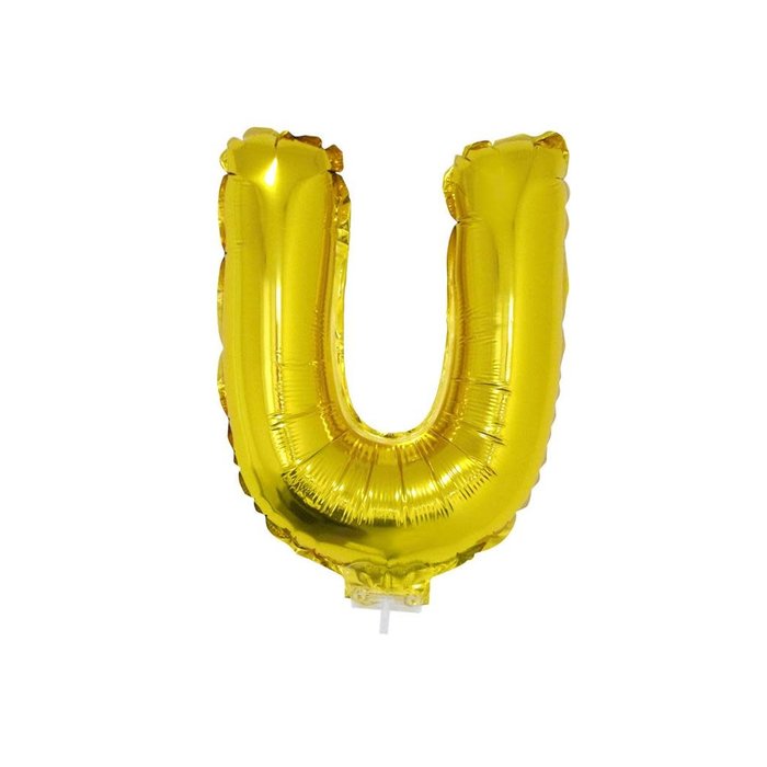 Letter ballon met stokje goud letter U 41cm