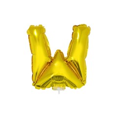 Letter ballon met stokje goud letter W 41cm